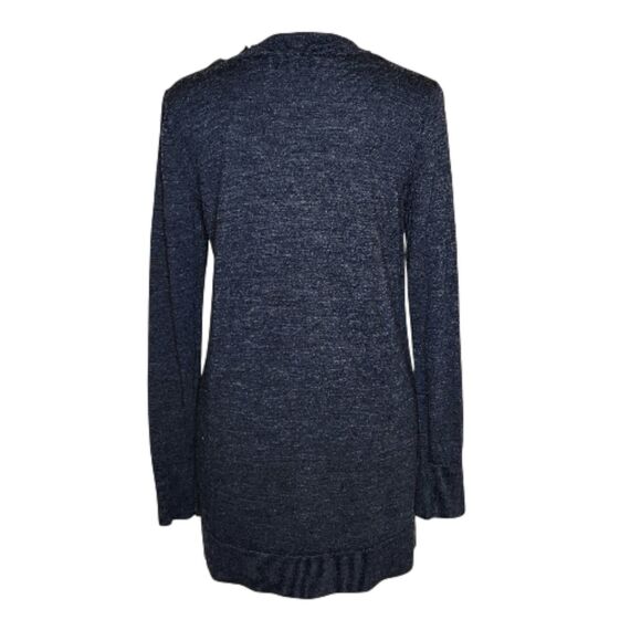 Halogen Merino Wool Cardigan Long Button Down V-Neck Large Petite Charcoal Gray - Picture 4 of 10